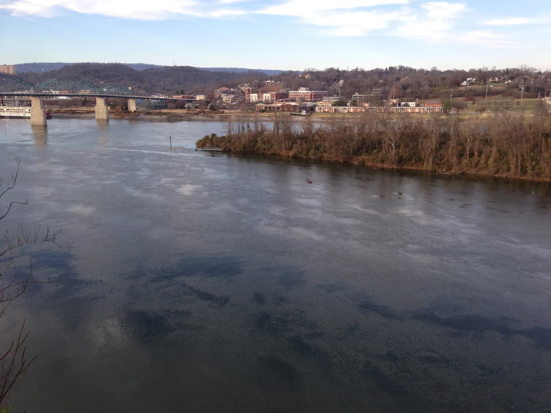 Tennessee River, Walnut Street Bridge and North Shore seen from Bluff View